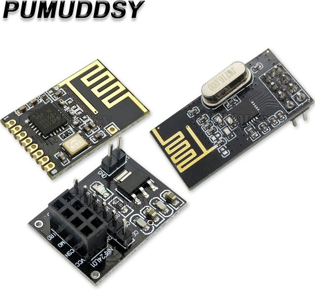 Wavtzt nRF24L01 Drahtloser 2,4 GHz Transceiver mit Antenne für Arduino Mikrocontroller, Schwarz - Bild 1