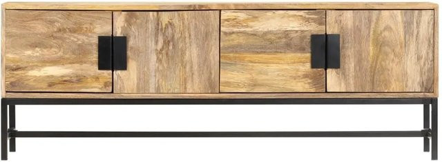 vidaXL TV-Schrank aus Mango-Massivholz in Braun und Schwarz, Wandmontage, B/H/T: 140 x 40 x 30 cm - Bild 1