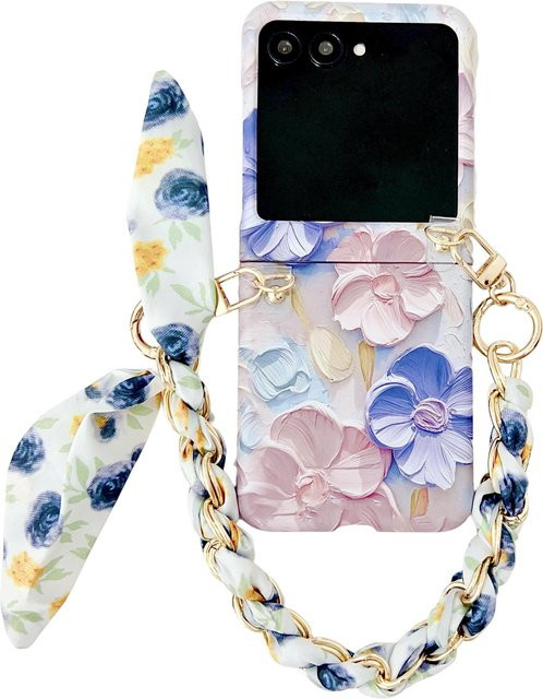 Stoßfeste Motorola Razr 60 und Razr 50 Handyhülle mit Blumenmuster und Handgelenkschlaufe in Multicolour - Bild 1