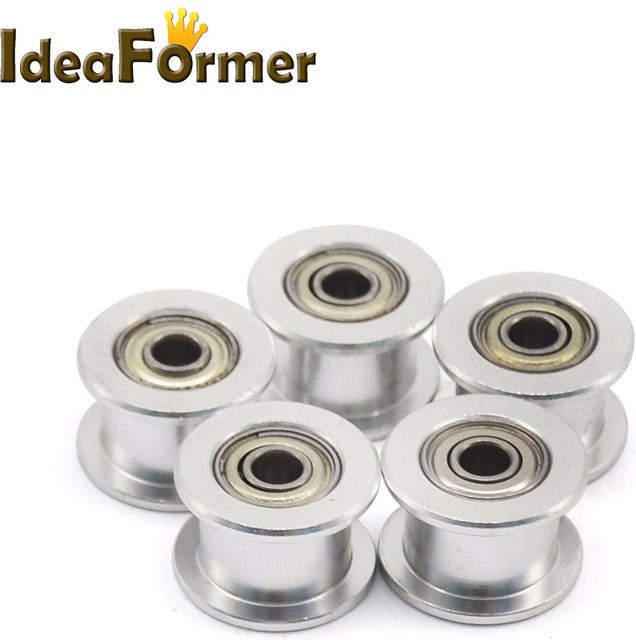IdeaFormer Reprap CNC Umlenkrolle ohne Zähne in Silber für 2GT Zahnriemen mit Kugellager, Bohrung: 3 mm oder 5 mm, Außendurchmesser: 13 mm, 16 mm oder 18 mm - Bild 1