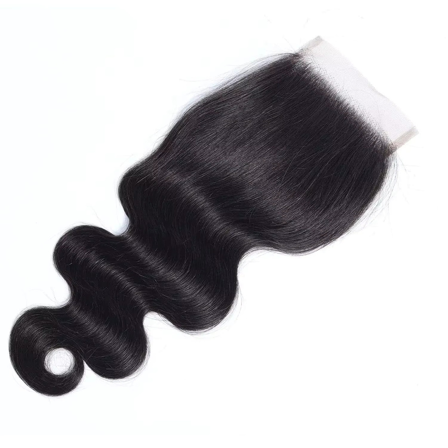 Linhua Body Wave Lace Closure Extensions, 4x4, Glatt, Brasilianisches Jungfrauenhaar - Bild 1