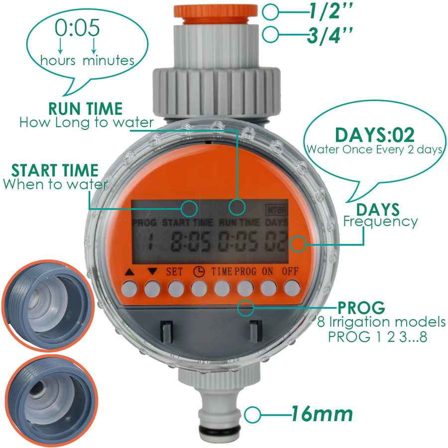 KESLA Elektronischer Bewässerungs-Timer mit LCD-Display für Garten und Gewächshaus - Bild 2