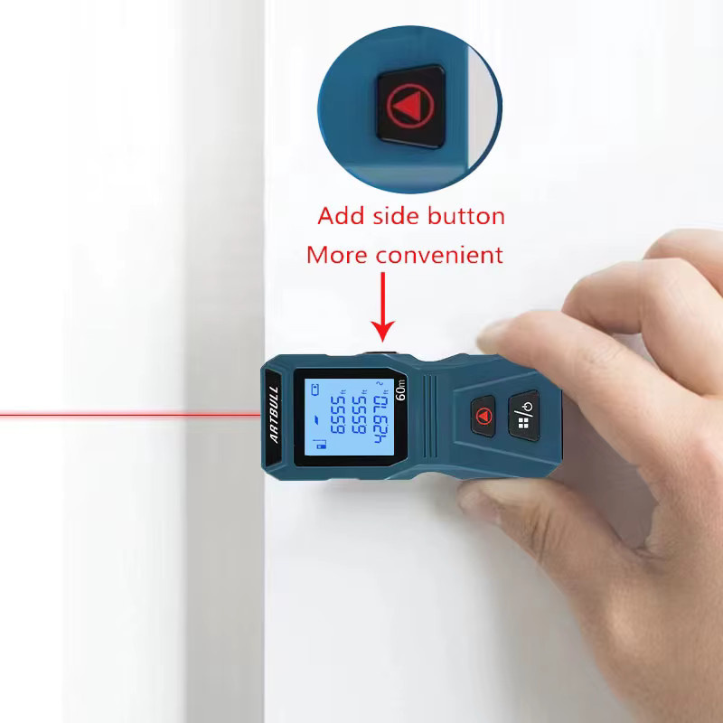 ARTBULL Laser-Entfernungsmesser Mini mit seitlicher Taste in Blau mit Einheiten ft und m - Bild 5