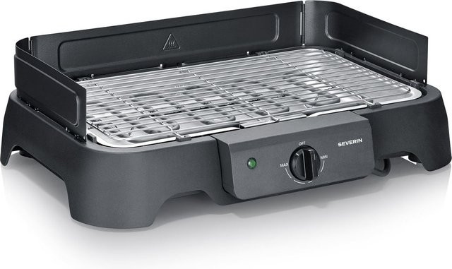 Severin Tischgrill PG 8593 in Schwarz mit Edelstahl und Kunststoff, 2000W, B/H/L: 33 x 8,5 x 42 cm - Bild 1