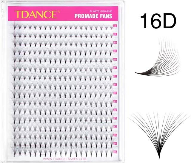 TDANCE 16D Vorgefertigte Fächerwimpern, 320 Fächer, Unisex - Bild 1