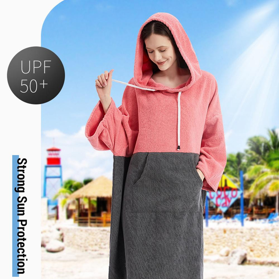 TOMTOP JMS Kapuzenhandtuch Poncho in See-Blau für Pool, Strand und Wassersport - Bild 6