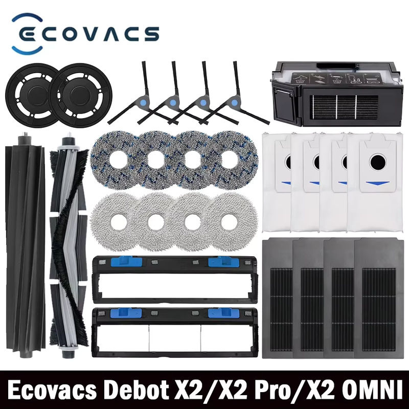 Ecovacs Deebot X2 Omni X2 Pro X2 Roboter Staubsauger Zubehör Set mit Hepa-Filter Mopptüchern Staubbeuteln und Rollbürsten in Rot - Bild 3
