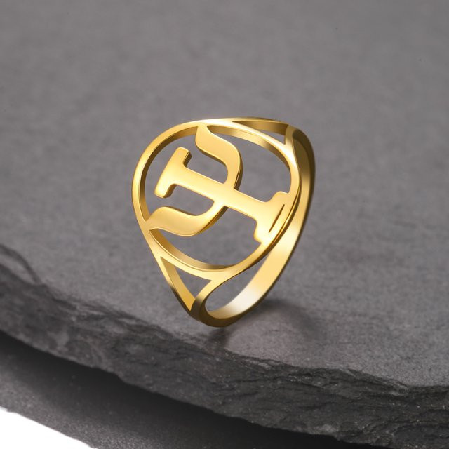 lemegeton Edelstahlring, Psi-Symbol, Gold, Unisex - Bild 1