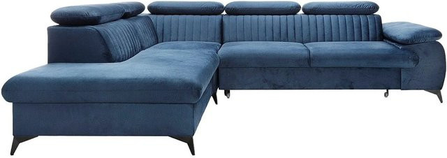 Vente-unique Schlafsofa Samara in L-Form, Marineblau, Breite: 275 cm - Bild 1