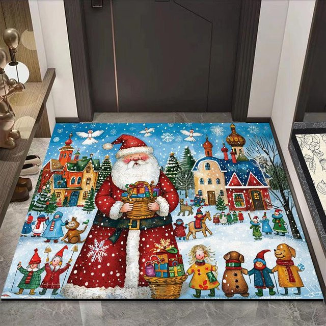 Yiran Furniture Eingangsmatte mit Weihnachtsmann-Motiv, rutschfest und saugfähig, B/T: 60 x 40 cm, Multicolor - Bild 1