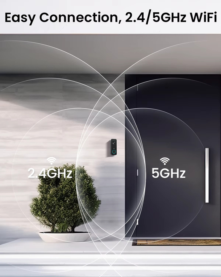 Dekco WiFi Video Türklingel Außenkamera mit 5MP Ultra HD, PIR Bewegungserkennung, 2-Wege-Audio und IP66 Wetterfestigkeit in Schwarz, kompatibel mit Alexa - Bild 4