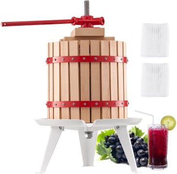 VEVOR Obstweinpresse mit Massivholzkorb und 8 Blöcken, manuelle Saftpresse für Apfelwein, Trauben und Olivenöl, 12 l, Braun - Bild 1