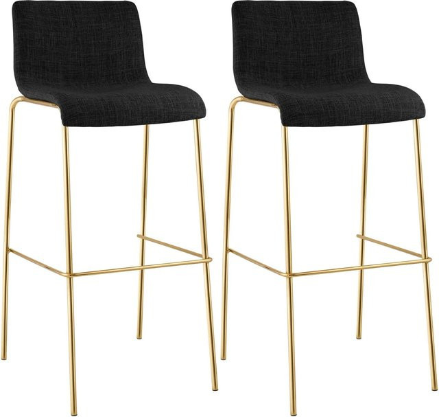 CLP 2er Set Barhocker Hover mit Lehne, stapelbare Barstühle mit Stoffbezug und Metallgestell in Goldoptik, Grau - Bild 1