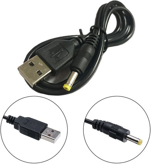 Sony USB zu DC Ladekabel für PlayStation PSP 1000 2000 3000 in Schwarz, 4,0 x 1,7 mm - Bild 1