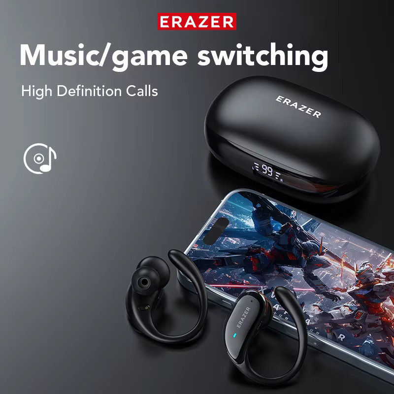 Erazer XT80 OWS True Wireless-Kopfhörer in Schwarz mit Bluetooth 5.4, Mikrofonunterdrückung und geringer Latenz - Bild 4