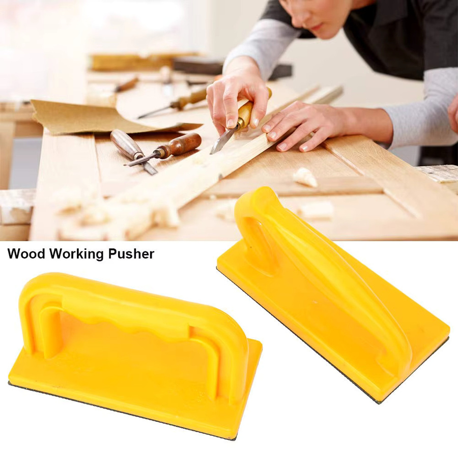 NIUXIANG Sicherheits-Schubsicher für Holzbearbeitung mit Kipp- und geradem Schaft in Gelb, B/T/H: 15,0 x 8,0 x 7,0 cm - Bild 2