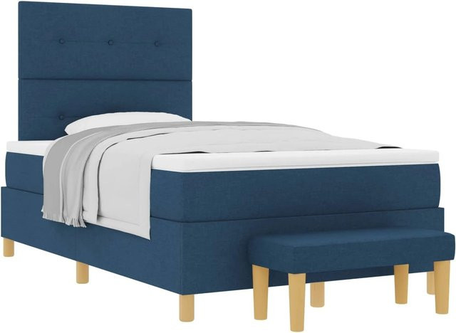 vidaXL Boxspringbett mit Matratze und Kopfteil in Blau, B/T/H: 120 x 193 x 128 cm - Bild 1