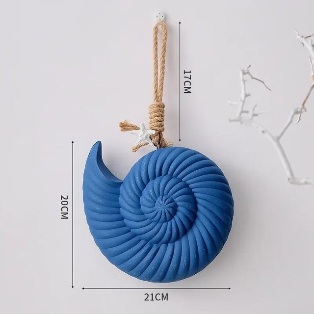 Yiran Furniture Wandbehang im mediterranen Ozean-Stil mit Muscheln, Seesternen und Conches in Blau und Dunkelblau, B: 21 cm, H: 20 cm - Bild 1