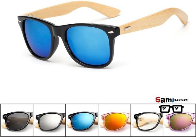 Samjune Sonnenbrille, Quadratisch, Bambus, Vollrand, Unisex - Bild 1