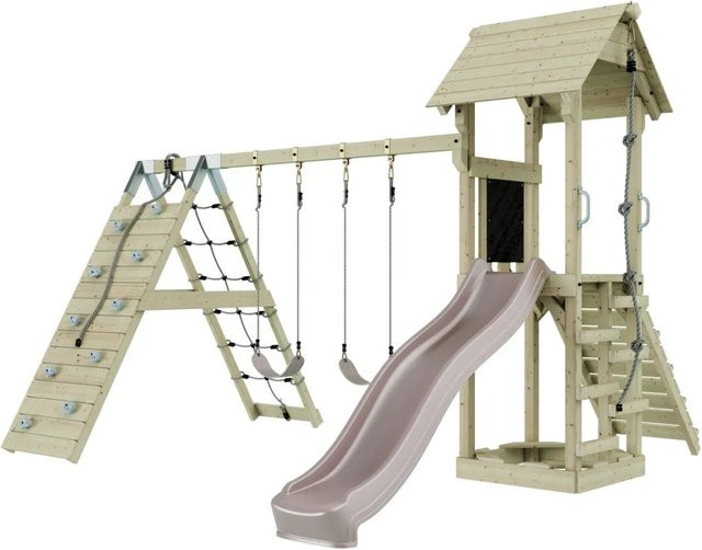 OutdoorToys Spielturm Kiruna mit Kinderschaukel in Altrosa - Bild 1