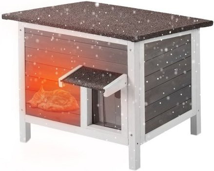 VEVOR Outdoor Katzenhaus wetterfest und isoliert aus Zedernholz mit abnehmbarem Dach, grau/braun, B/T/H: 50,8 x 50,8 x 53,5 cm - Bild 1