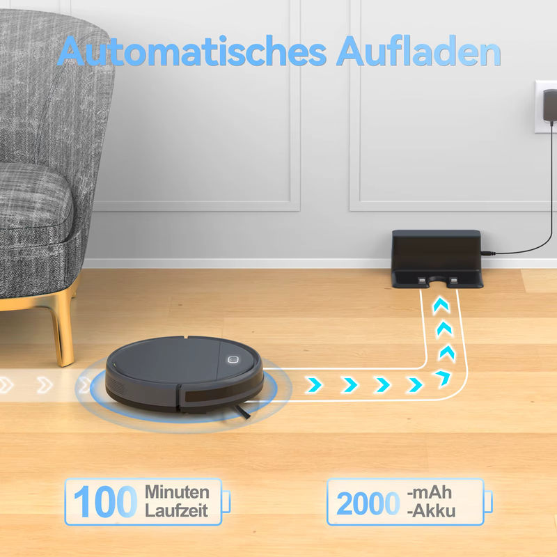 INSE 3-in-1 Roboter-Staubsauger mit Selbstreinigungsfunktion und abnehmbarem Wischmopp in Schwarz für Teppiche und Tierhaare - Bild 6