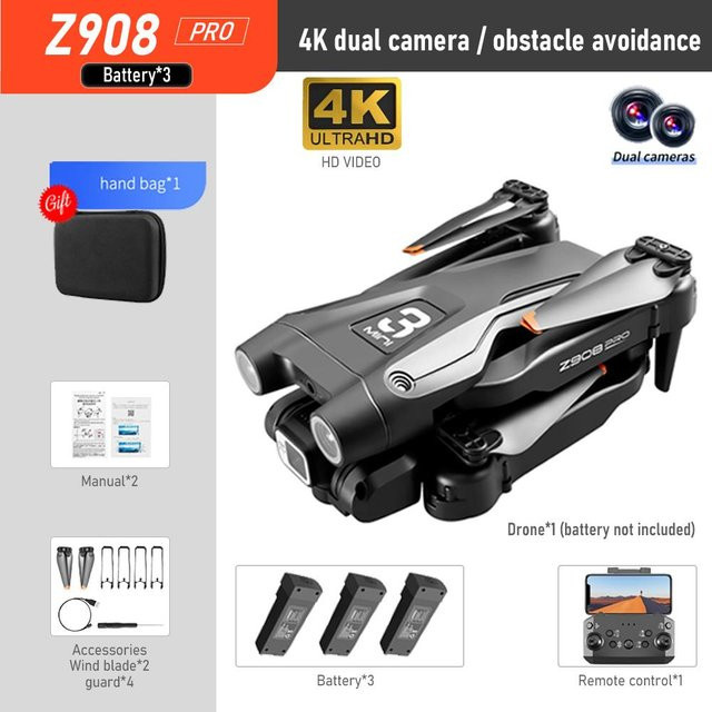 LYZRC Z908 Pro MAX Drohne mit Dual 4K HD Kamera, Hindernisvermeidung und optischer Fluss Positionierung, Schwarz - Bild 1