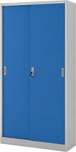 Jan Nowak Büro-Metallschrank KUBA mit Schiebetüren in Grau-Blau, H x B x T: 185 x 90 x 40 cm - Bild 1