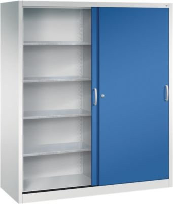 C + P Schiebetüren-Werkzeugschrank Acurado aus Stahl, Farbe: lichtgrau/enzianblau, B: 160 cm, T: 60 cm, H: 195 cm - Bild 1