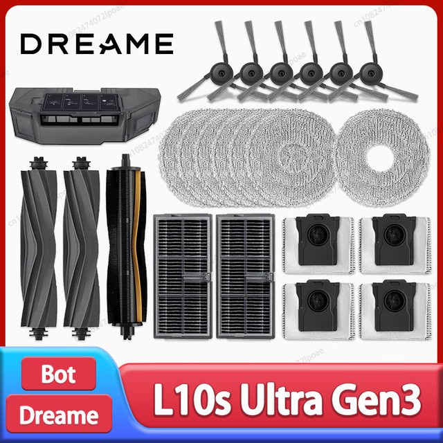 Dreame L10s Ultra Gen3 / L30s Pro Ultra Robotstaubsauger Zubehör Set in Grau mit Hauptbürste, Mopptüchern, HEPA-Filter und Staubbeuteln - Bild 1