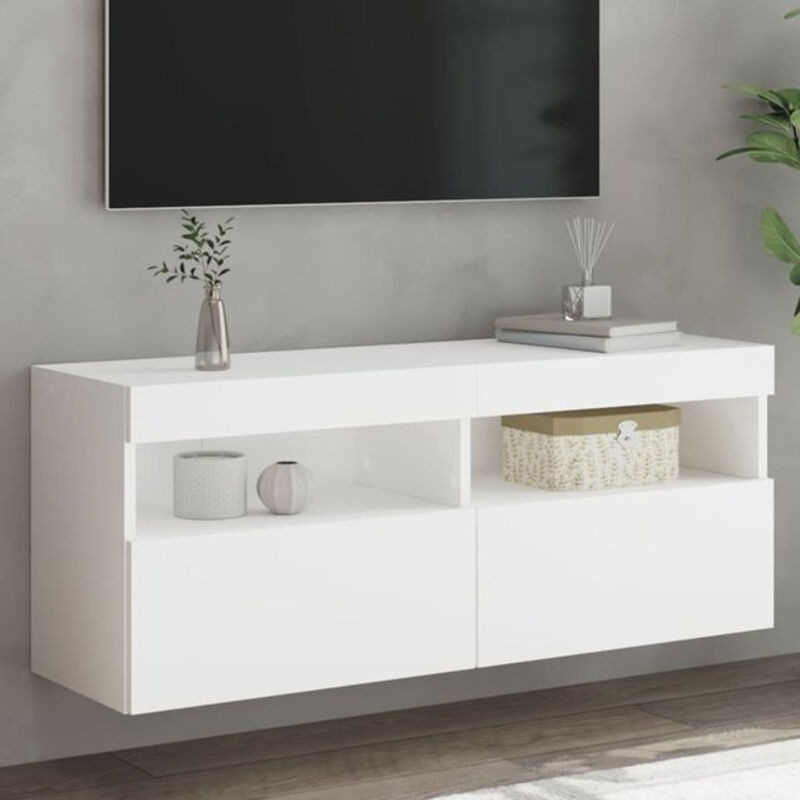 Vidaxl TV-Wandschrank mit LED-Leuchten in Weiß, modern, B/T/H: 100 x 40 x 40 cm - Bild 1