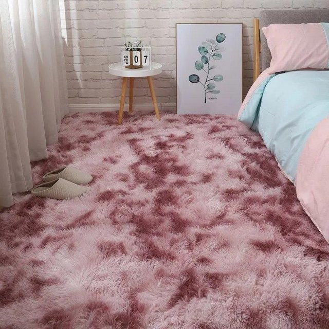 WTEMPO Plüsch Teppich für Schlafzimmer und Wohnzimmer, rechteckig, violett/rosa, B/T: 80 x 200 cm - Bild 1