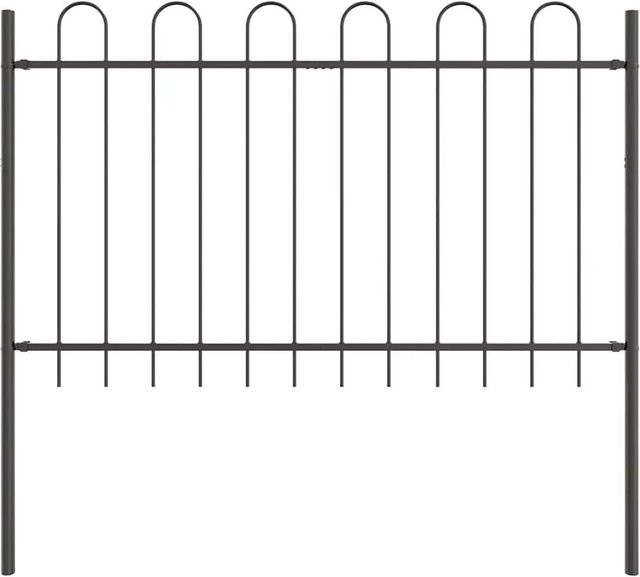 vidaXL Gartenzaun aus pulverbeschichtetem Stahl in Grau, B: 340 cm, H: 80 cm - Bild 1