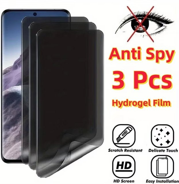3 Stück Anti-Spionage Hydrogel Softfolie als Displayschutz für Samsung Galaxy A56 5G A57 A37 A36 A26 A25 A16 A15 A05 A05S A35 in Transparent - Bild 1