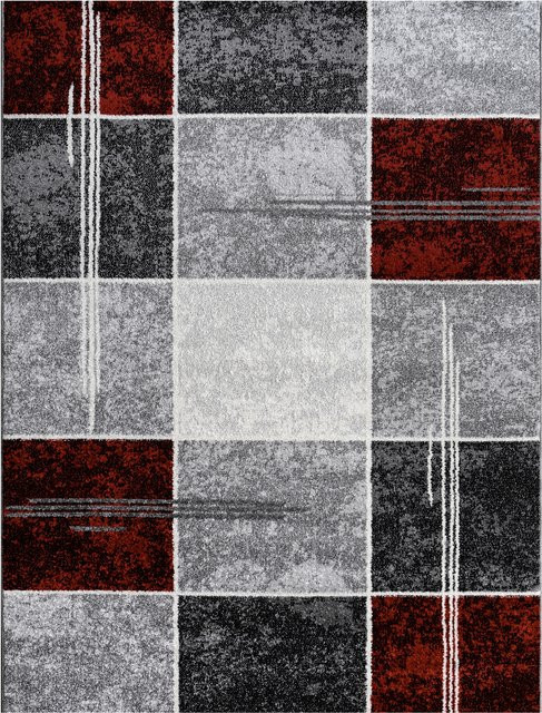 Teppich Sinay rot multicolor modern mit Marmorierung, B/T: 60 x 100 cm - Bild 1
