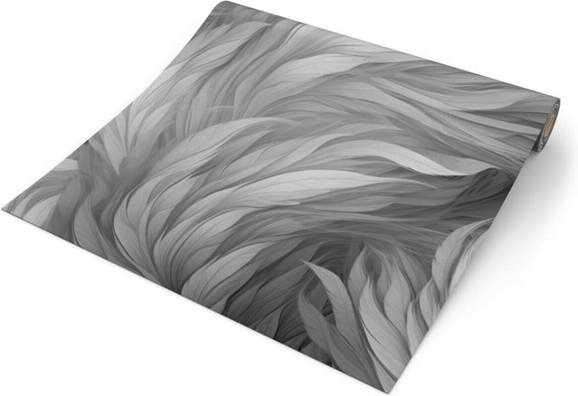 UGEPA Papiertapete Federn in Grau und Schwarz mit Naturmotiv, Breite: 53 cm, Länge: 1005 cm - Bild 1