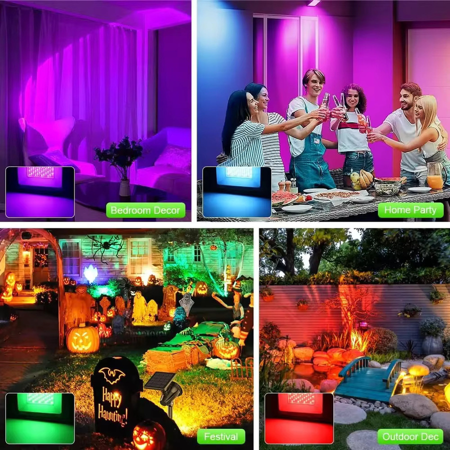 LeiiGeeGo RGB Outdoor LED Flutlicht mit Fernbedienung, Wasserdichter Mehrfarben Scheinwerfer für den Garten, Schwarz - Bild 6