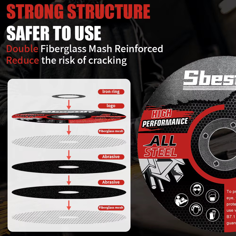 Sbestily Trennscheibe 115 mm für Winkelschleifer, Schwarz, Schneidscheibe für Metall, Stahl, Kupfer und Holz - Bild 4