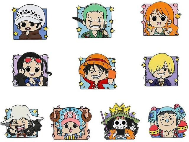 Anstecker One Piece Metall Emaille, Anime Cartoon Broschen, Unisex - Bild 1