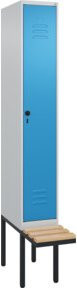 C+P Spind Classic PLUS Garderobenschrank mit Sitzbank, 1 Abteil, Sicherheits-Drehriegel und 3 Garderobenhaken, B/T/H: 212,0 x 30,0 x 81,5 cm - Bild 1