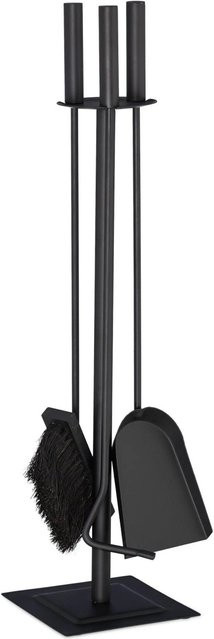 Relaxdays Kaminbesteck aus Stahl in Schwarz, 4-teilig, B/T/H: 61 x 15 x 15 cm - Bild 1