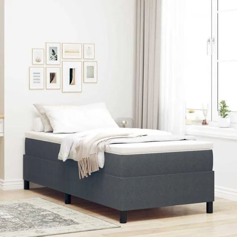Modernes Boxspringbett von vidaxl in Anthrazit und Weiß aus Stoff, B/T/H: 203 x 90 x 60 cm - Bild 1