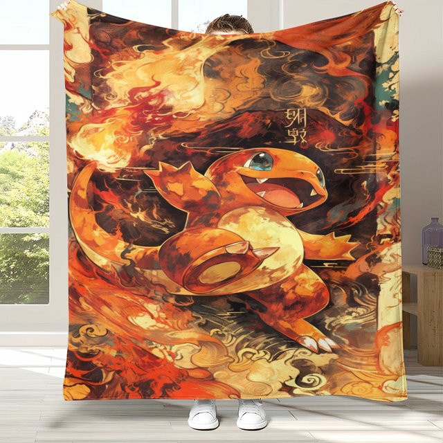 Potdemiel Pokemon Flanelldecke Charizard und Charmander, ultraweiche Plüschdecke in Multicolour - Bild 1