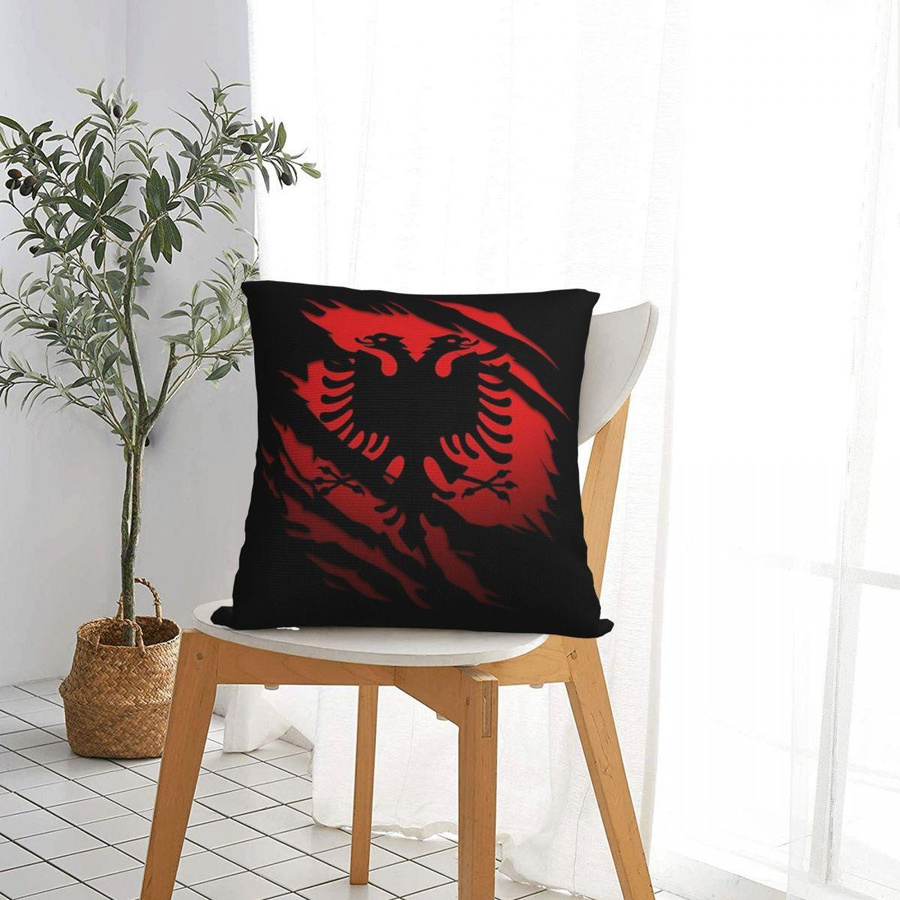 Quadratischer Kissenbezug Albanien-Flagge aus Peach Skin für Zuhause und Auto, B/T/H: 18 x 18 x 18 cm - Bild 4