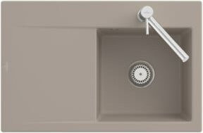 Villeroy & Boch Spüle Subway Style in Ivory mit Ablaufgarnitur und Exzenter, Aufsatzspüle aus Keramik, Beige, Volumen: 45 l - Bild 1