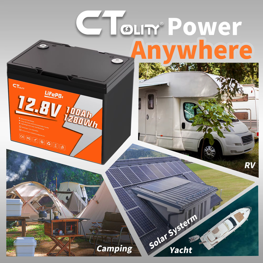 CTOLITY LiFePO4-Batterie Solar-Photovoltaik-Energiespeicher-Batteriestation in Schwarz - Bild 3