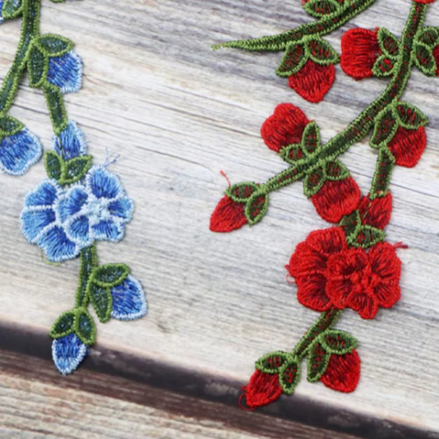 Bunte Blumenband-Stickerei-Aufnäher und bestickte Aufbügelpatches in Multicolour und Lila für dein Nähzubehör - Bild 2