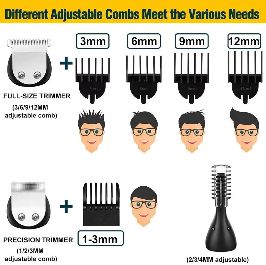 Kemei KM-5898 All-in-One-Haarschneider für Herren, Schwarz - Bild 3