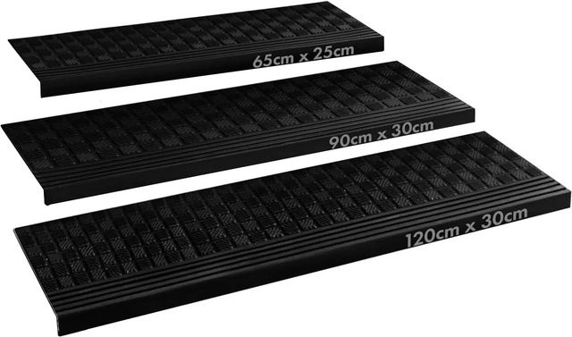 Karat homeliving Gummi-Stufenmatte Diamond Schwarz, rutschhemmend und wetterfest, B/T/H: 120 x 30 x 0,75 cm, 5er-Set - Bild 1