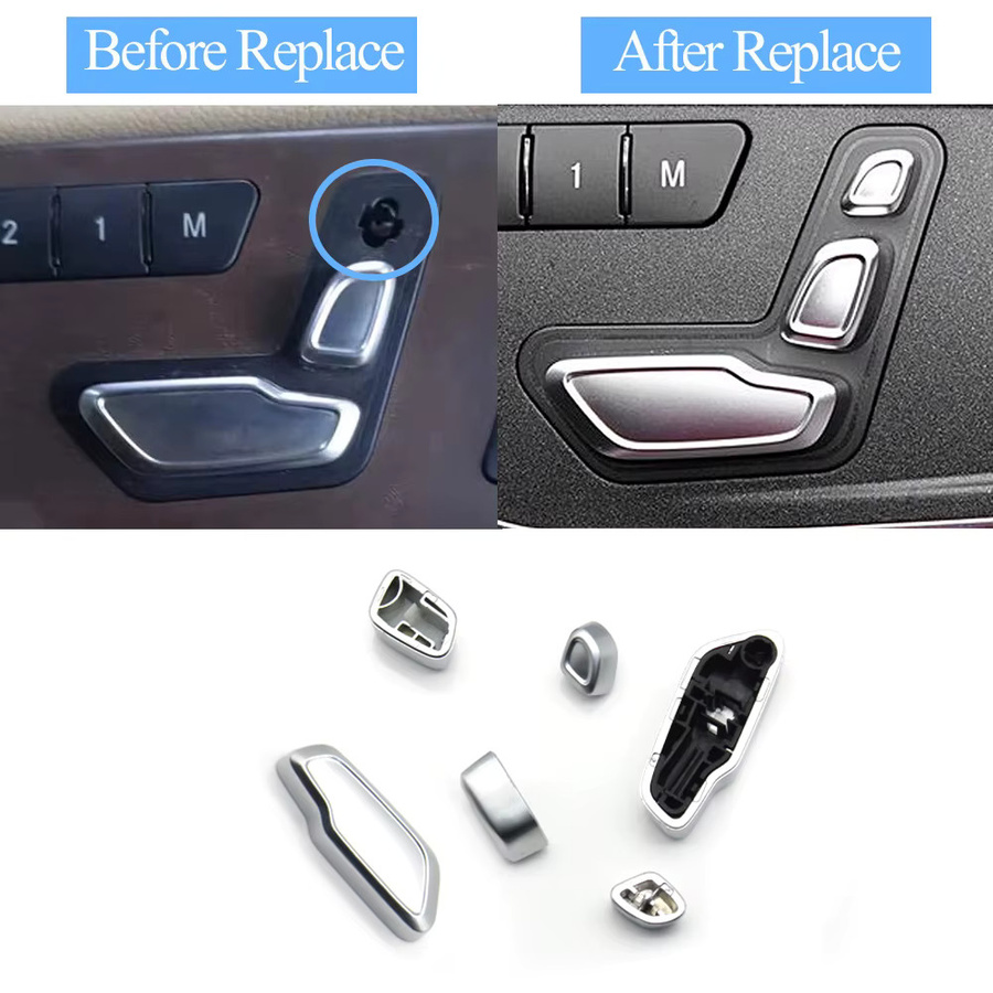 Goodithy Knopfabdeckung für Vordersitzverstellung und Kopfstützenschalter in Silber für Mercedes-Benz Benz A B C E ML GL GLE GLK CLS W204 W212 W207 W166 X204 W218 W172 W246 - Bild 5